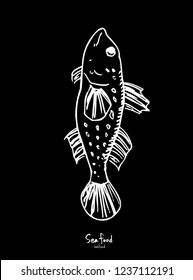 Sea food sketch / Hand drawn food ingredients - vector