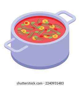 Sea food soup icon isometric vector. Dinner meal. Peri dish