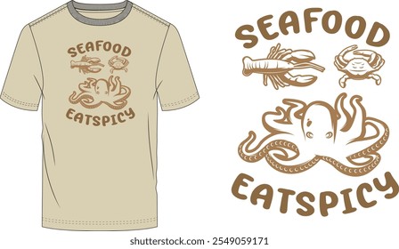 Sea food t-shirt design vector