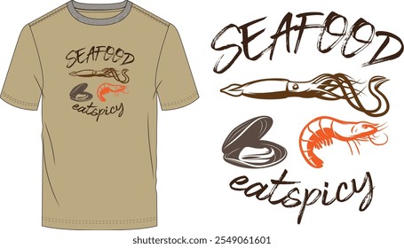 Sea food t-shirt design vector