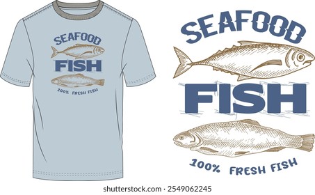 Sea food t-shirt design vector