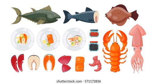 Sea food vector illustration.