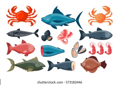 Sea food vector illustration.