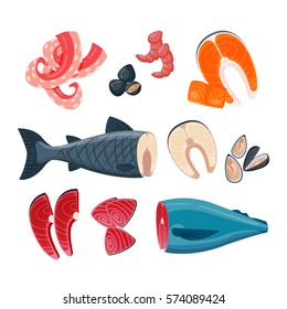 Sea food vector illustration.