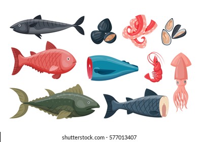 Sea food vector illustration.