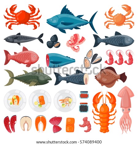 Sea food vector illustration.