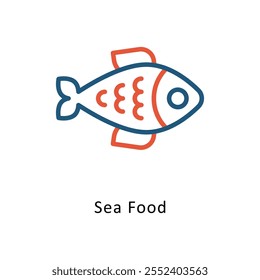 Sea Food   Vector Two Colors outline Icon. Eps10 File