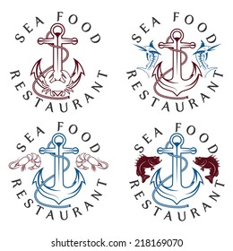 sea food vintage labels set