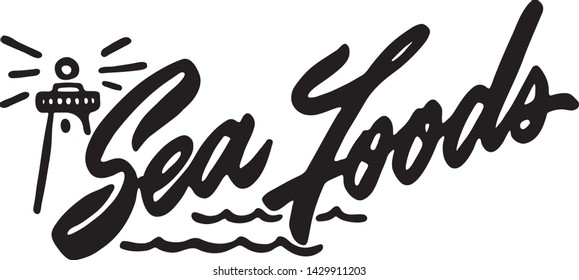 Sea Foods - Retro Ad Art Banner for Retail