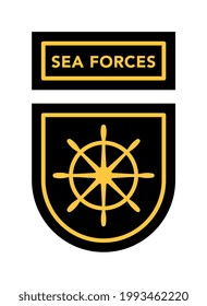 Sea Force Label Clothes Patch Isolated On White Background