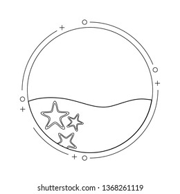 sea in frame circular with starfishes
