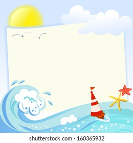Sea frame with elements of the sea. vector illustration