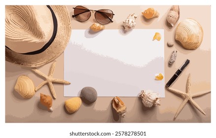 A sea frame with a vacation theme