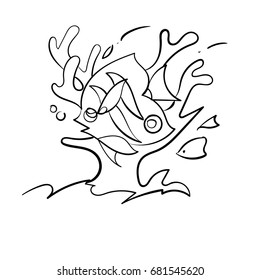 in the sea, free hand drawn vector illustration