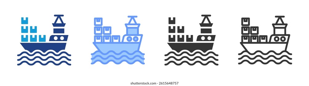 Sea Freight icon set multiple style collection