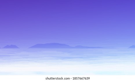 Sea Of Frog on Blue mountain background,Comic Cartoon Concept design,vector illustration