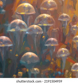 A sea full of colorful jellyfish