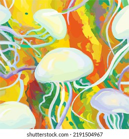 A sea full of colorful jellyfish
