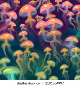 A sea full of colorful jellyfish