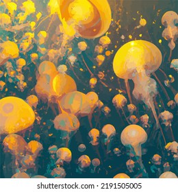 A sea full of colorful jellyfish