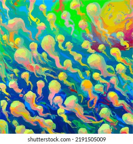 A sea full of colorful jellyfish
