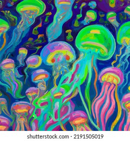 A sea full of colorful jellyfish