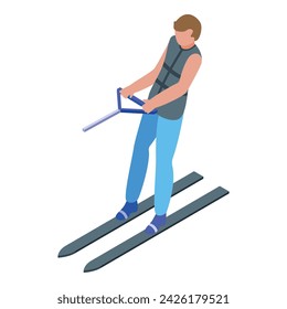 Sea fun icon isometric vector. Water ski. Woman surfer