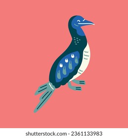 Sea ​​bird gannet color element. Abstract exotic animal. Vector isolated concept. Trendy illustration.