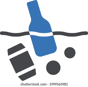 icono de color de glifo de vector de basura marina