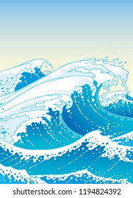 a sea with giant waves