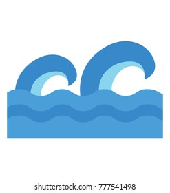 Sea with giant waves flat vector icon
