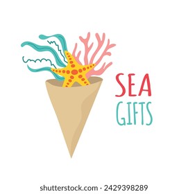Sea gifts clipart avatar logotype card isolated vector illustration