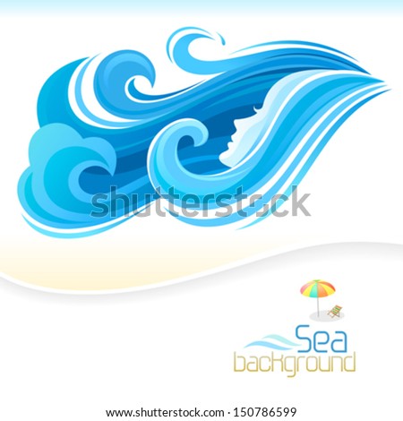Sea Girl and Beach 