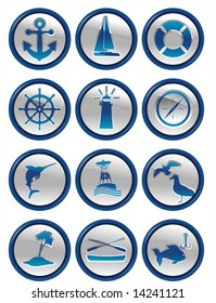 sea glossy vector icons