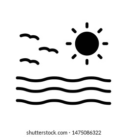 sea glyph flat vector icon