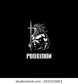 Sea God Poseidon Neptune logo design template vector icon illustration