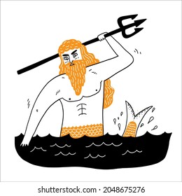 Sea God Poseidon Neptune suitable for icons, lgods, beliefs, antiquity, superstitions