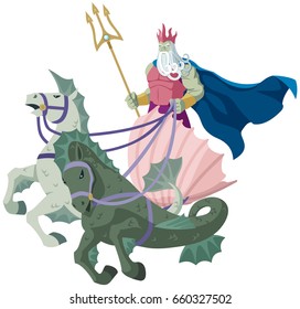 The sea god Poseidon over white background.
