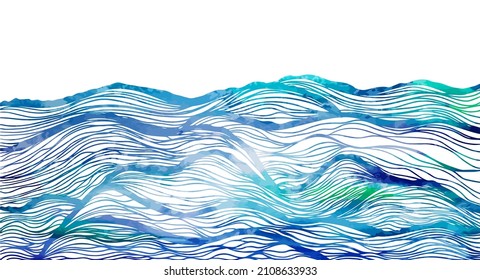 Sea graphic waves. Background Vector illustration