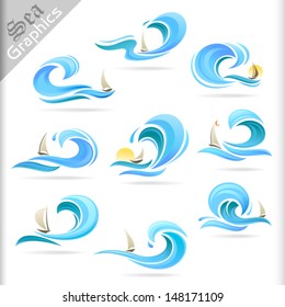 Sea Graphics Series -   Boat Sailing Icon Set