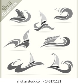 Sea Graphics Series - Premium   Ship Sailing Icon Set