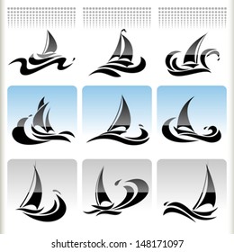 Sea Graphics Series -   Ship Sailing  Icon Set 