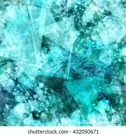 Sea green and blue ice. The surface of the crystals, triangular elements, scratches, streaks and stains. Seamless easily editable vector background
