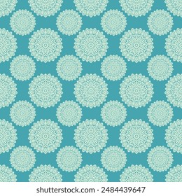 sea green color mandala motif seamless pattern for carpet and tile.