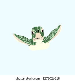 sea green color turtle close up. - vector