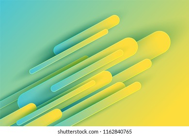 Sea green minimal geometric gradient shapes flowing background. Modern sport poster. Vector flowing gradient dynamic layered paper cut shapes landing page background, sport magazine minimal cover.