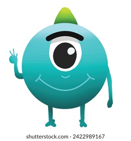 The sea green monster held up two fingers.