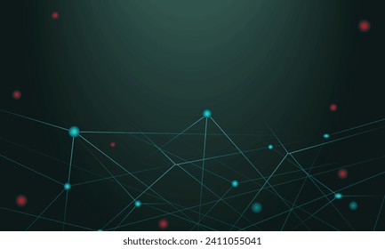 Cubierta vectorial verde marino con manchas, líneas. Ilustración abstracta brillante con conexión de triángulo, esfera, estructura de polígono. El patrón se puede usar para anuncios futuristas, folletos, fondos, folletos.