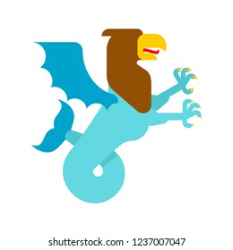 Sea griffin Heraldic animal. Griffin with fishtail. Fantastic Beast. Monster for coat of arms. Heraldry design element.