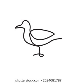 Forma de gaviota de mar, logotipo o boceto aislado sobre fondo blanco. Concepto de aves marinas.